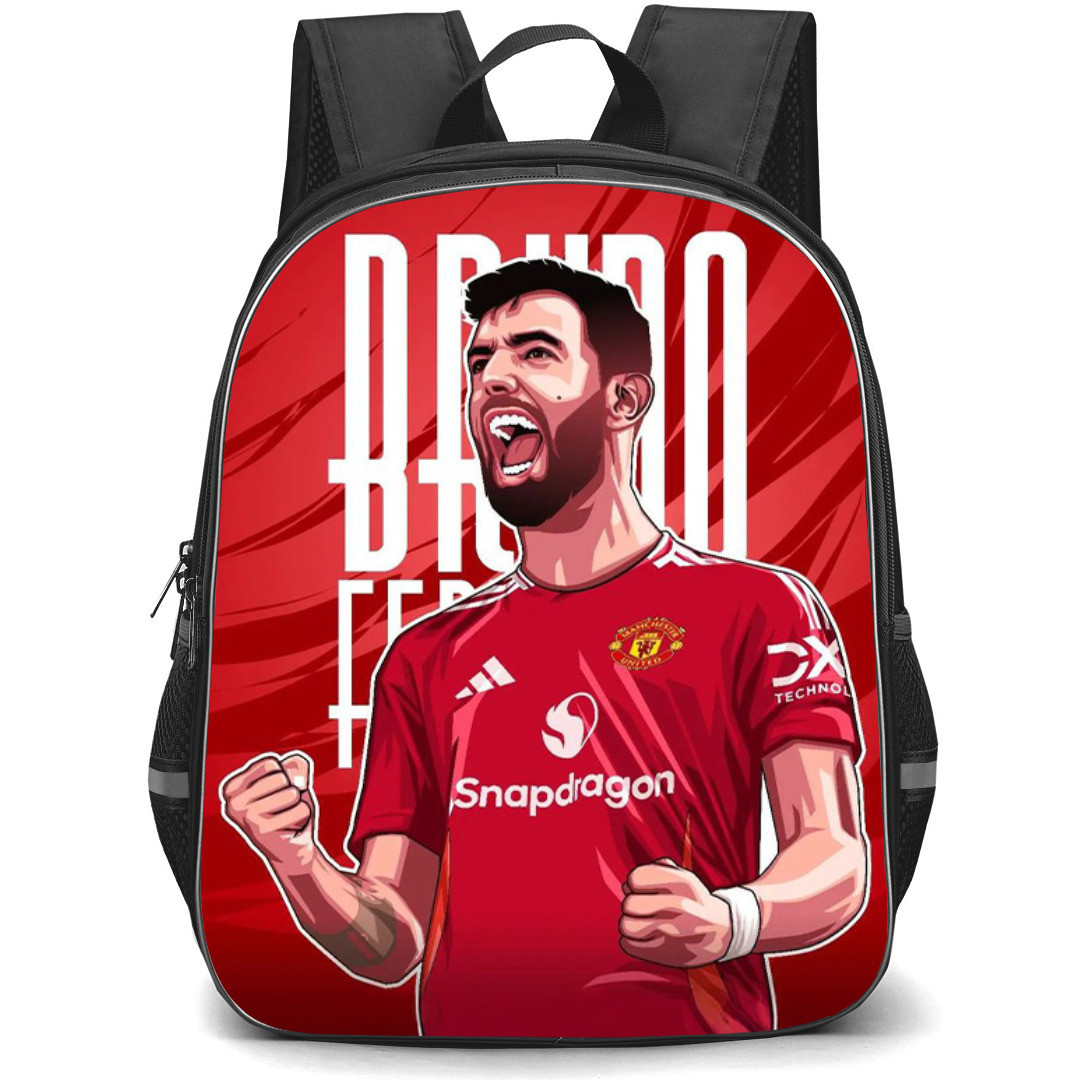 Bruno Fernandes Backpack StudentPack - Bruno Fernandes Manchester United Shouting Digital Illustration Art Poster