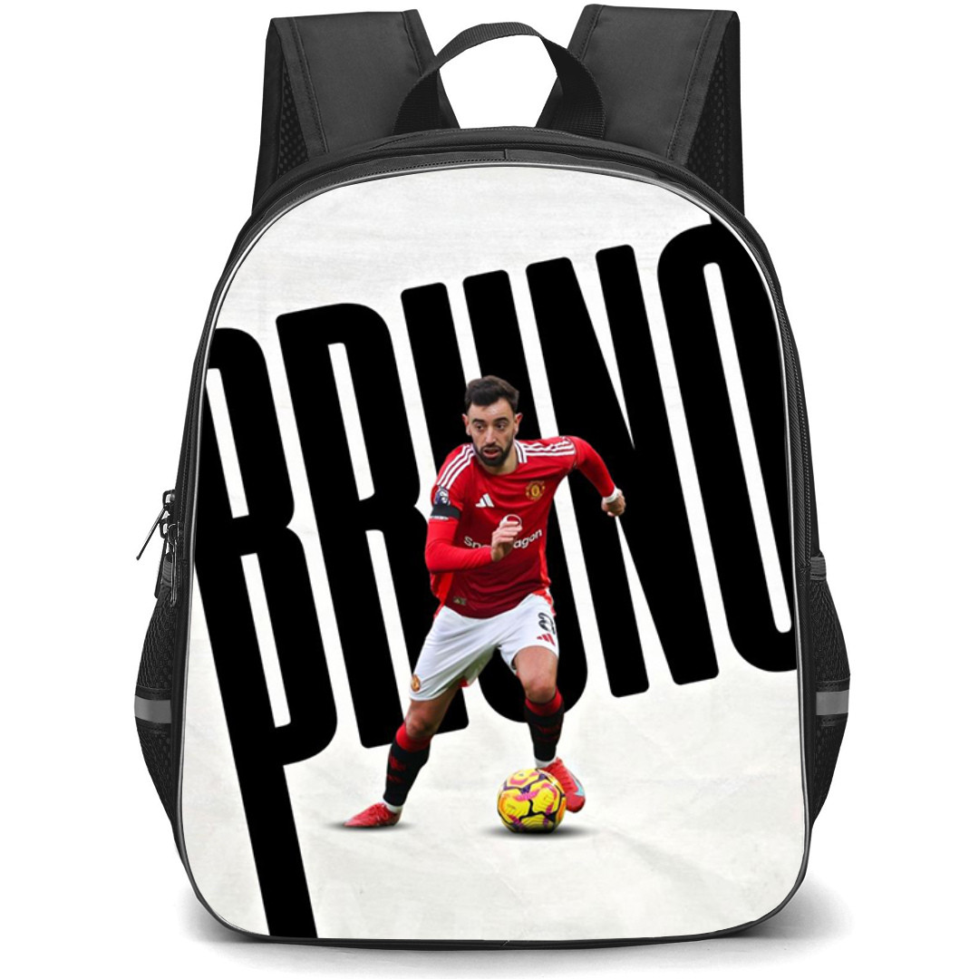 Bruno Fernandes Backpack StudentPack - Bruno Fernandes Manchester United Dribbling On Word Art White Background