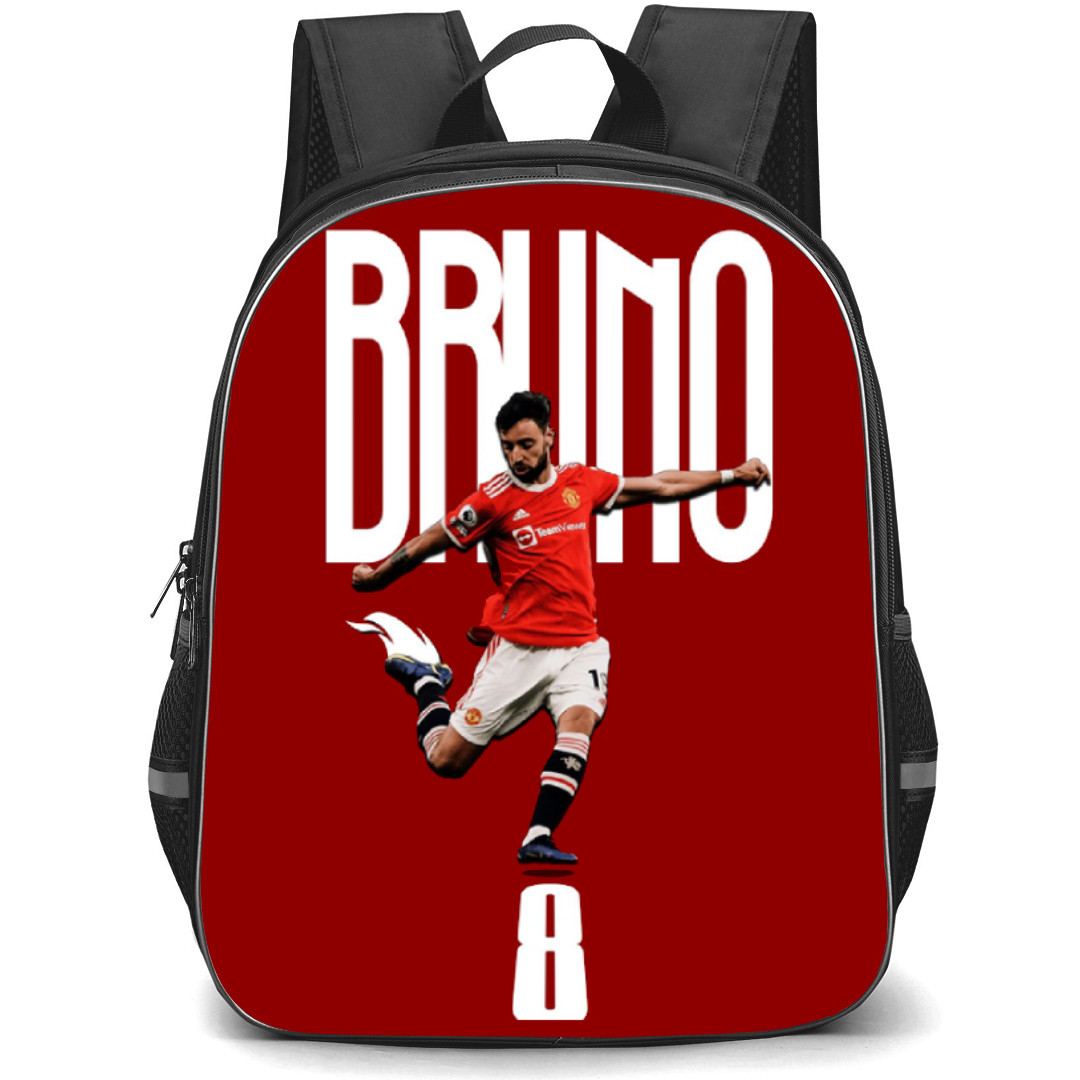 Bruno Fernandes Backpack StudentPack - Bruno Fernandes Manchester United Free Kick On Word Art Red Background