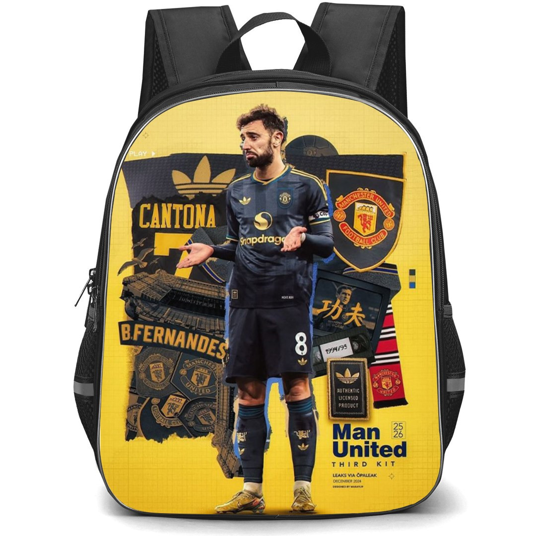 Bruno Fernandes Backpack StudentPack - Bruno Fernandes Manchester Uniteds Leaked 2025-26 Third Kit Poster