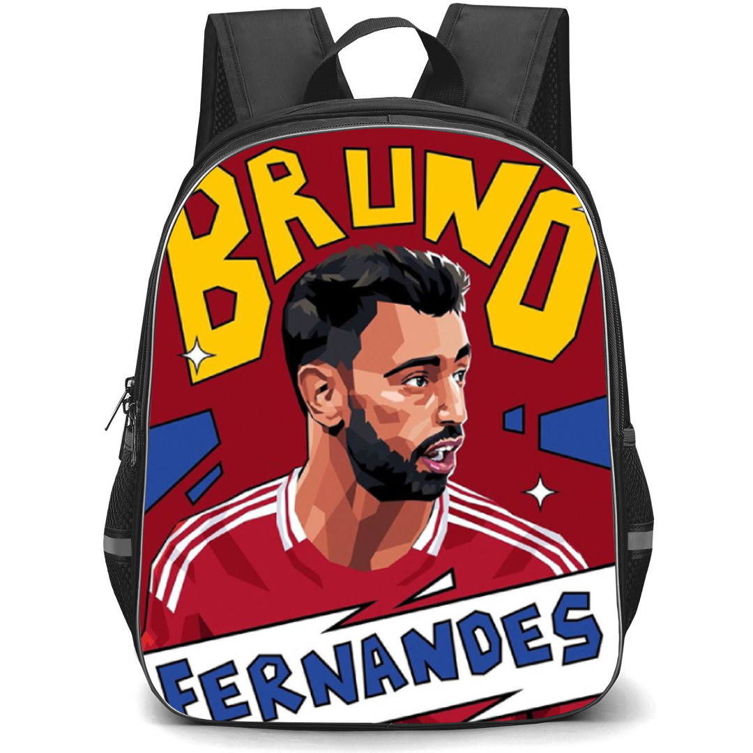 Bruno Fernandes Backpack StudentPack - Bruno Fernandes Side Portrait Wpap Art On Red Background