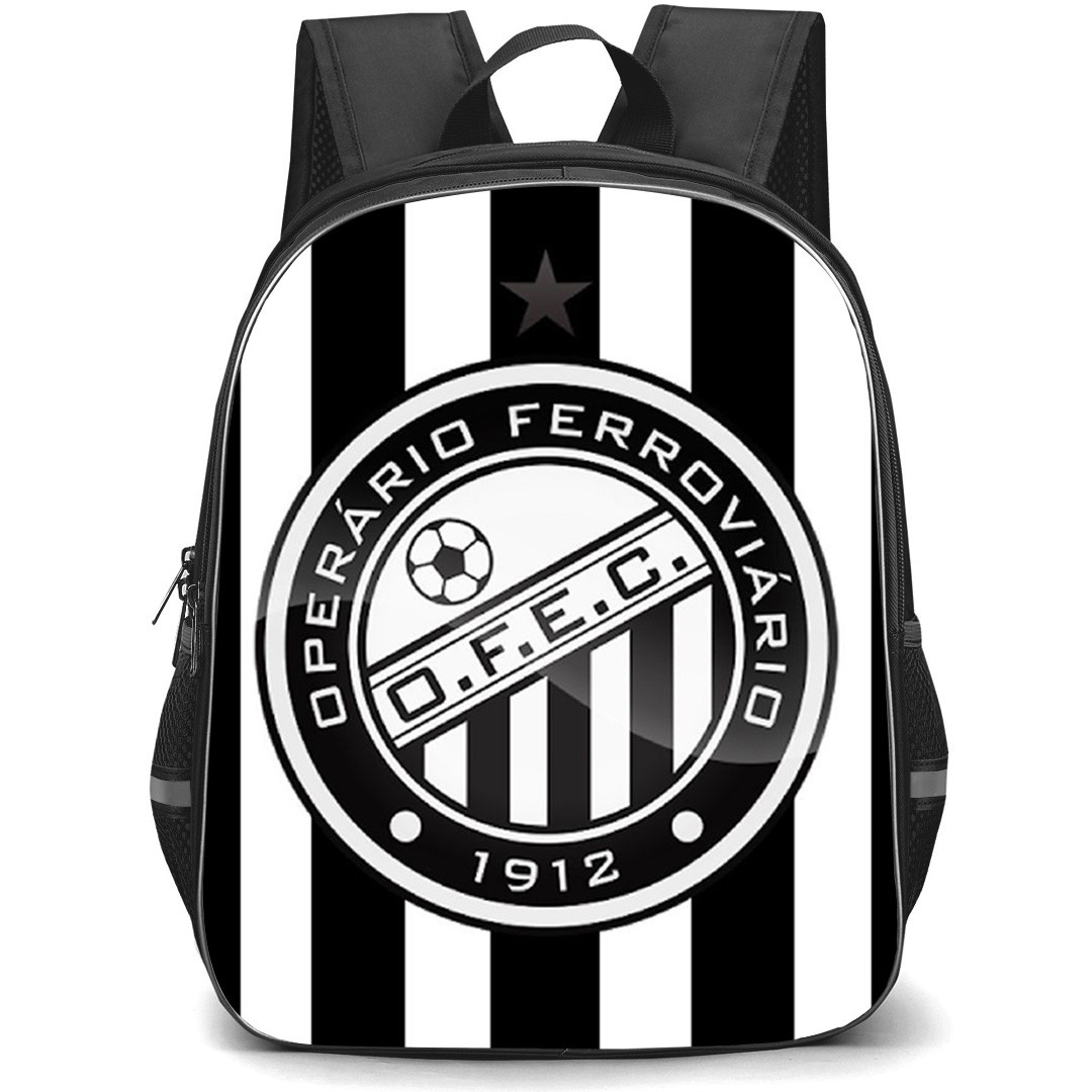 Operario Ferroviario Esporte Clube Backpack School Bag StudentPack - Operario Ferroviario Esporte Clube Logo with Vertical Stripe Black and White Effect