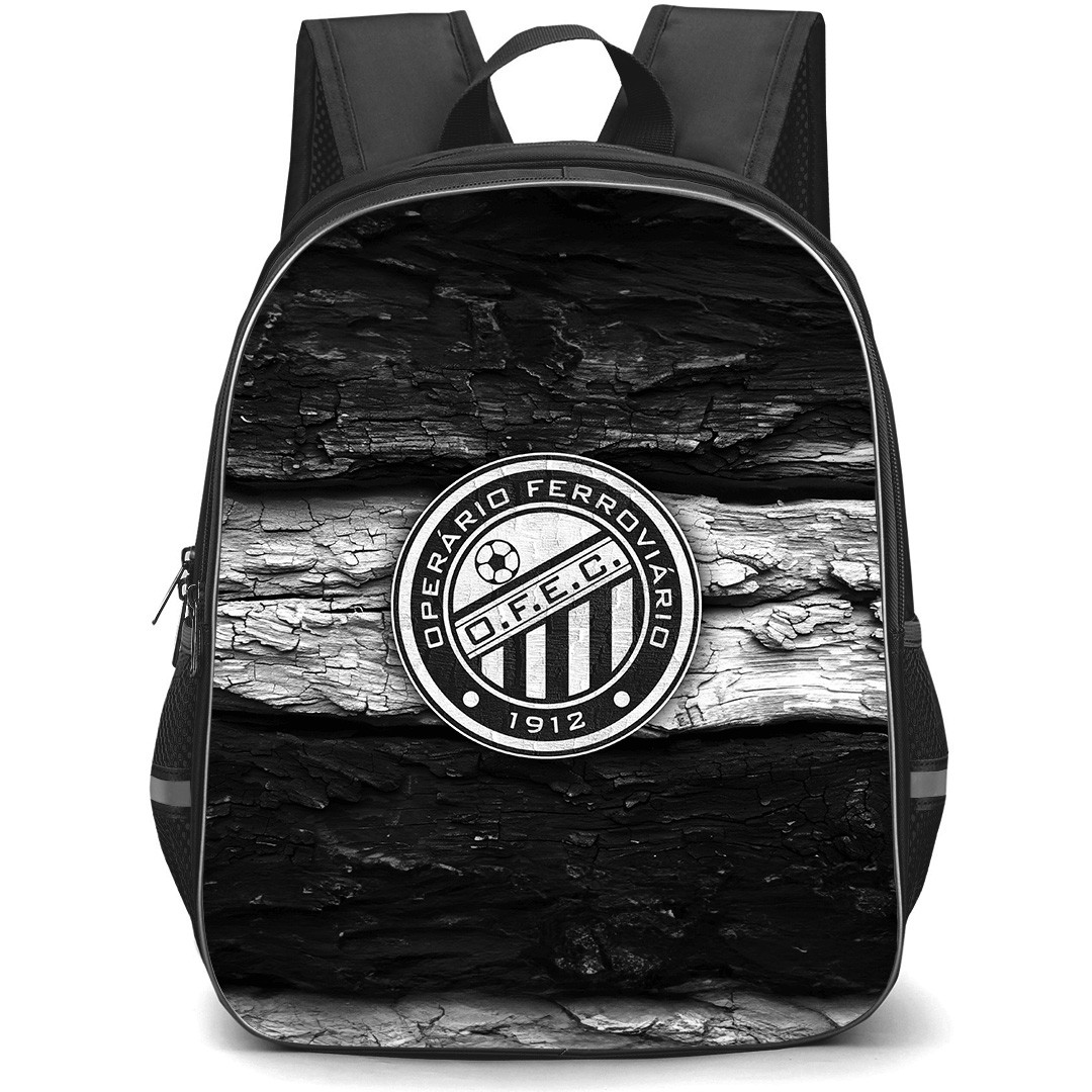 Operario Ferroviario Esporte Clube Backpack School Bag StudentPack - Operario Ferroviario Esporte Clube Logo with Wood Texture Black Effect