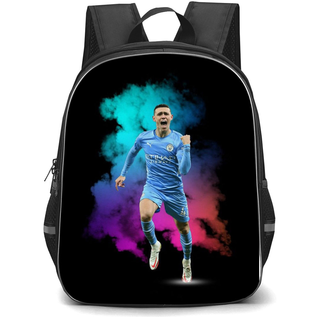 Phil Foden Backpack StudentPack - Phil Foden Manchester City F.C. Celebration On Smoke Background