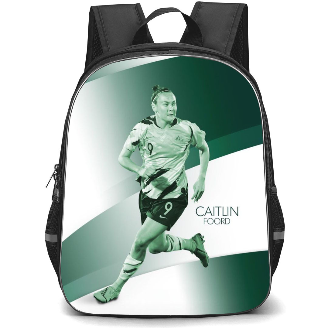Caitlin Foord Backpack StudentPack - Caitlin Foord Australia Women's National Football Runing Green shadow