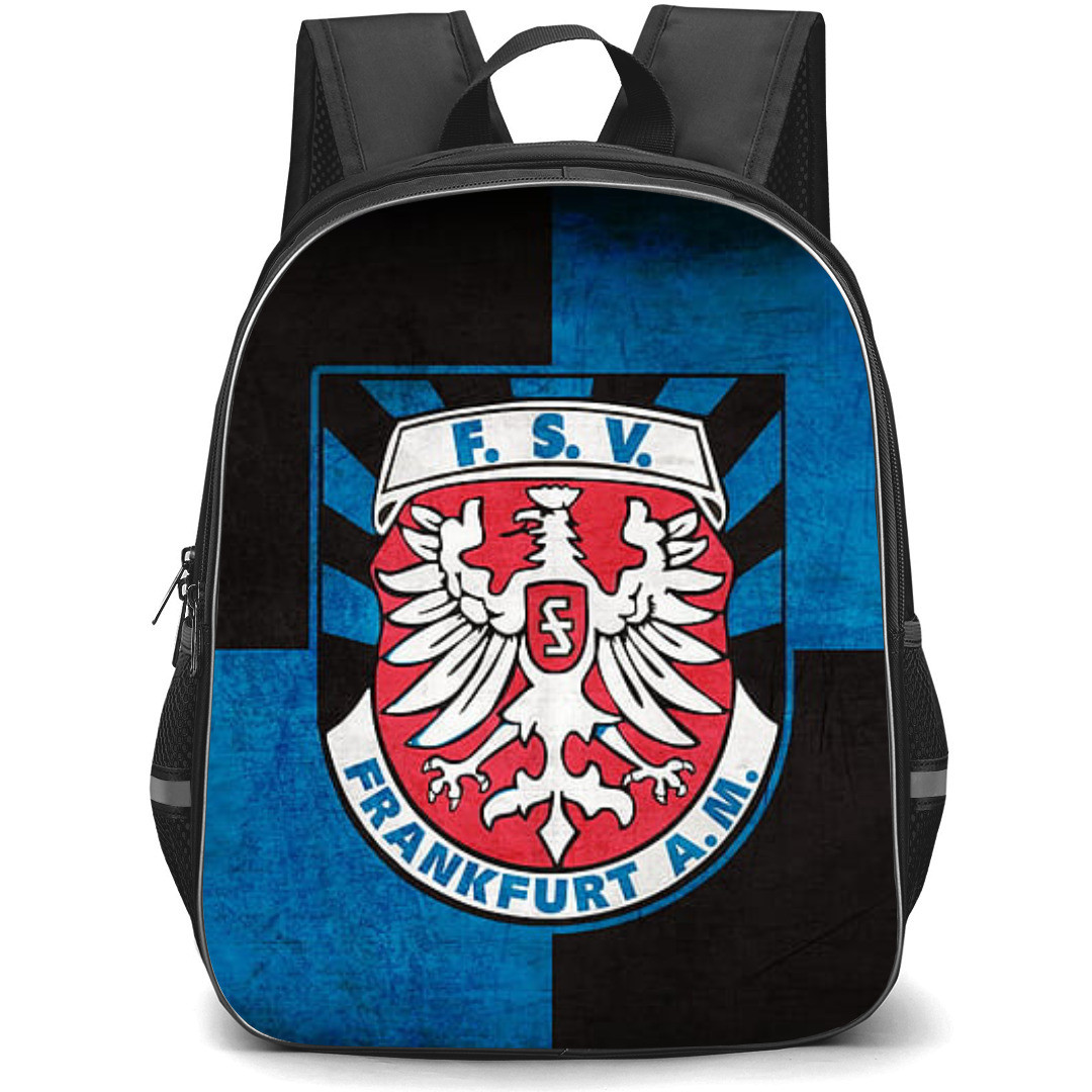 FSV Frankfurt Football Club Backpack School Bag StudentPack - Logo In Blue And Black Grunge Background