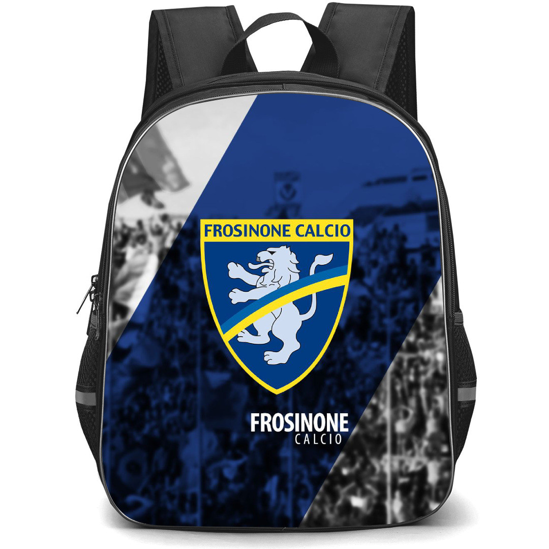 Frosinone Calcio Backpack School Bag StudentPack - Logo Fans In Blue Grayscale Background