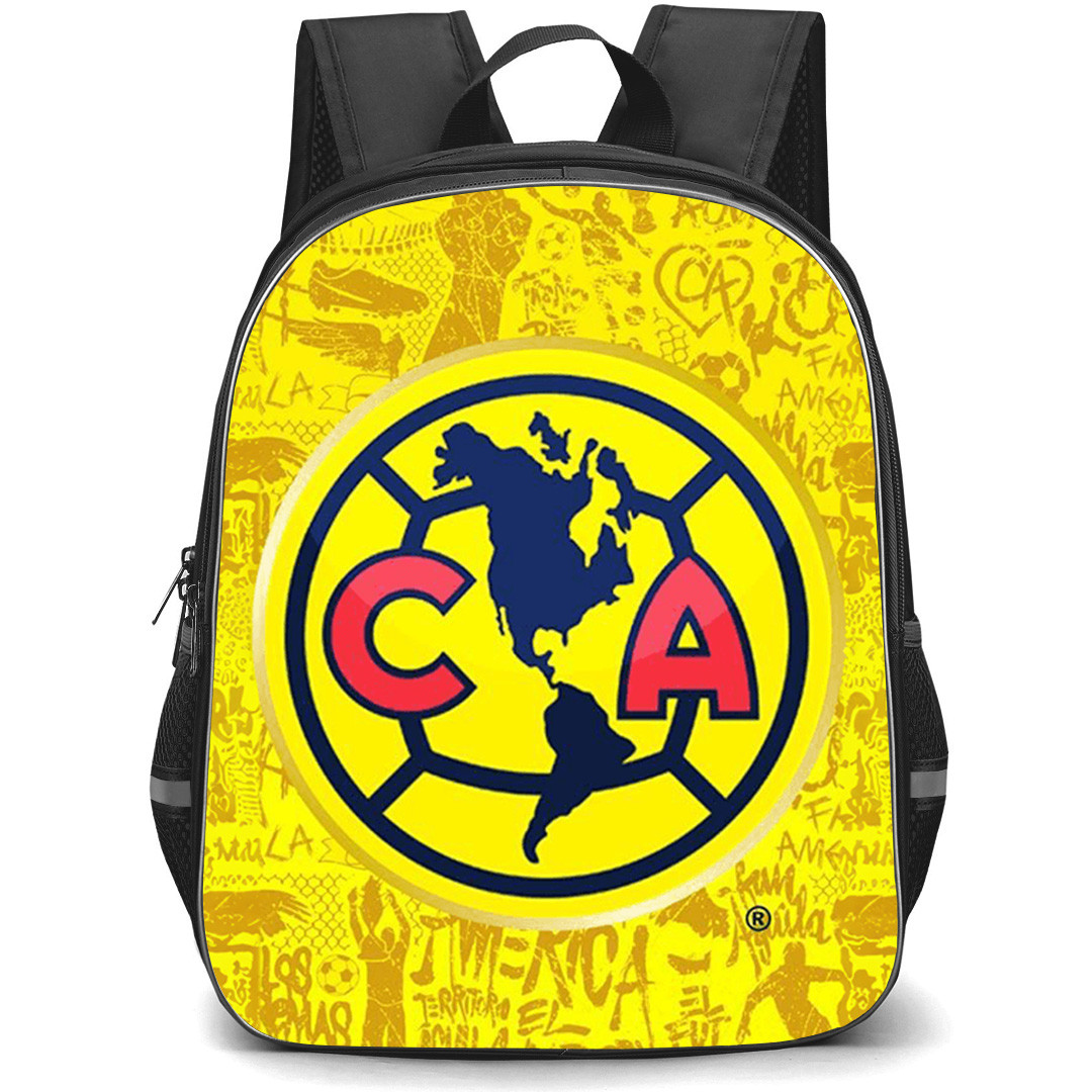 Club de Futbol America S.A. de C.V. Backpack School Bag StudentPack - Club de Futbol America S.A. de C.V. Graffiti Texture with Logo Yellow Effect