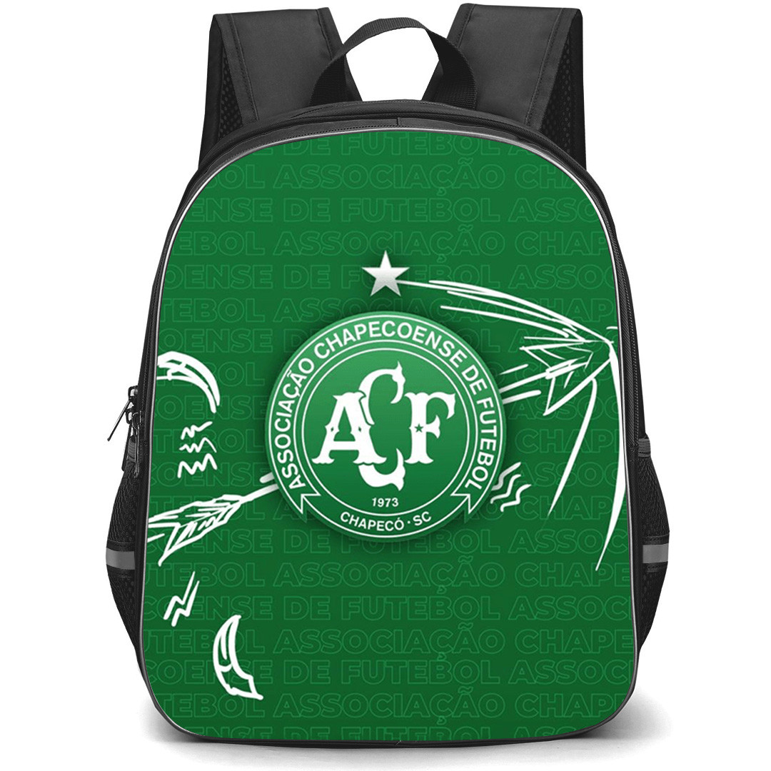 Associacao Chapecoense de Futebol Backpack School Bag StudentPack - Associacao Chapecoense de Futebol Logo with White Stroke on Green Effect