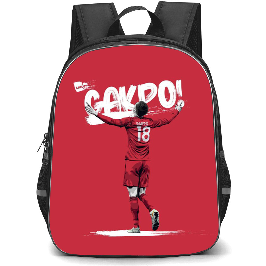Cody Gakpo Backpack StudentPack - Cody Gakpo 18 Celebrating Illustration Art On Red Background