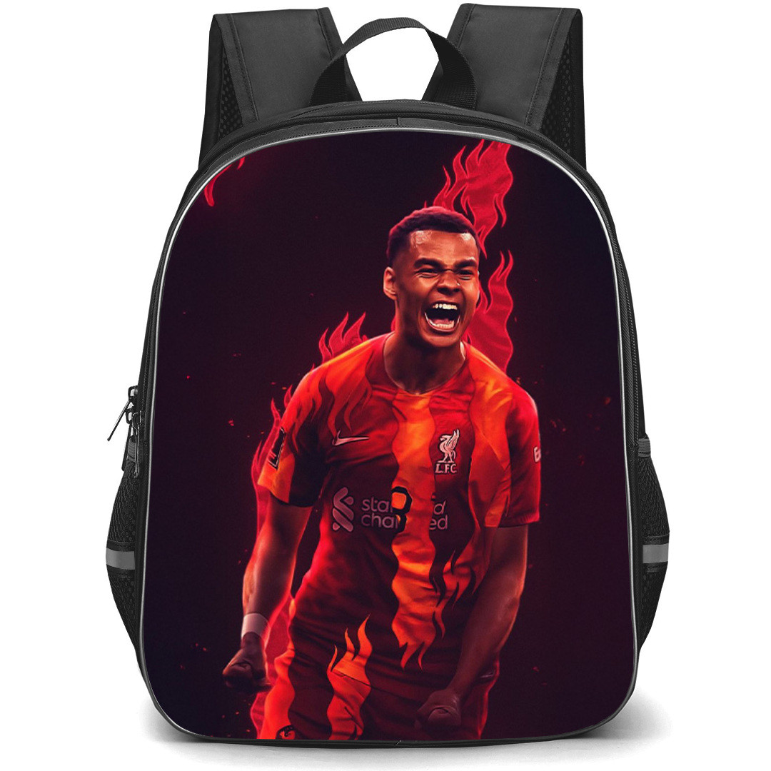 Cody Gakpo Backpack StudentPack - Cody Gakpo Liverpool F.C. On Fire Dark Background Poster