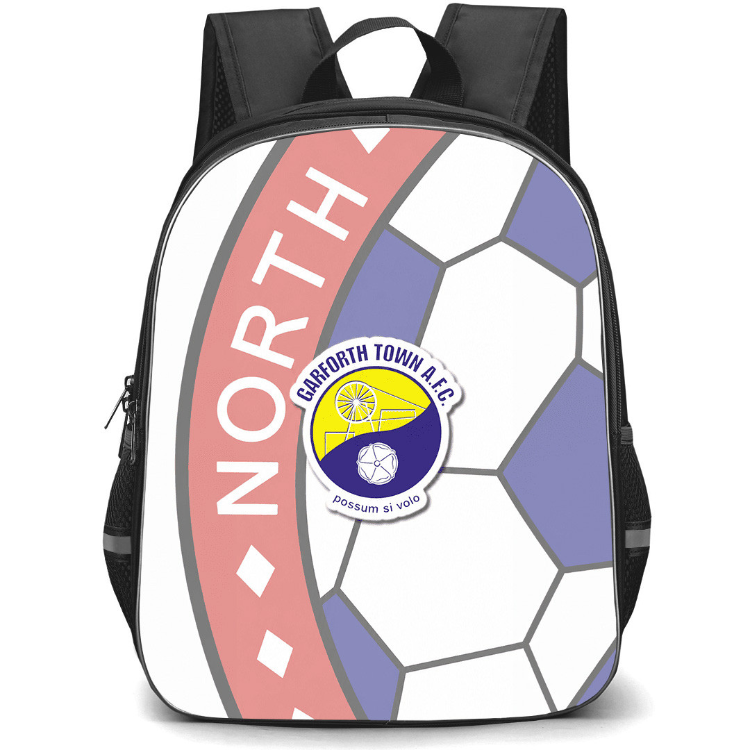 Garforth Town Football Club Backpack School Bag StudentPack - Garforth Town Football Club with Logo Ball Pattern Effect