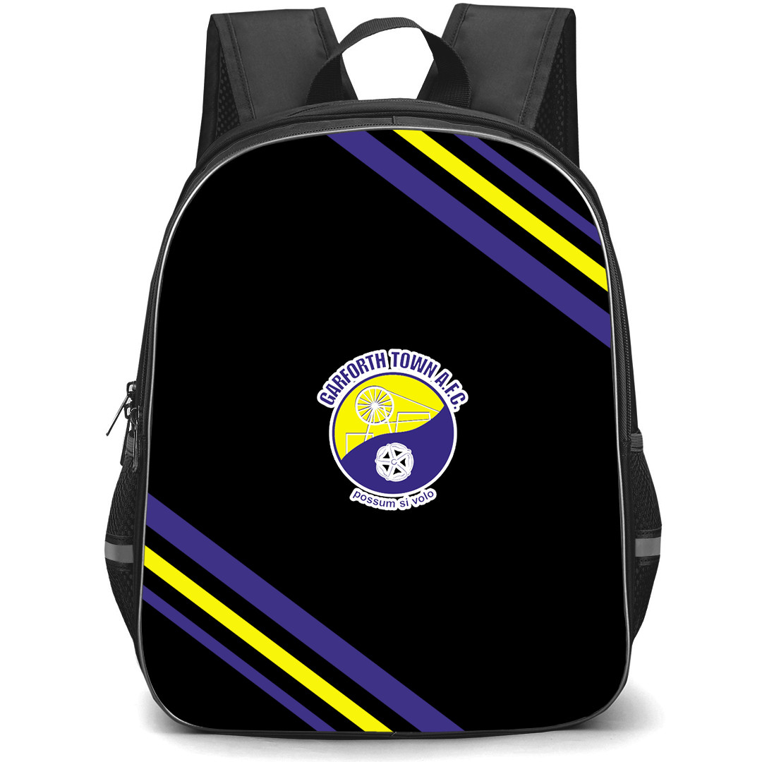 Garforth Town Football Club Backpack School Bag StudentPack - Garforth Town Football Club Large Logo With Stripe