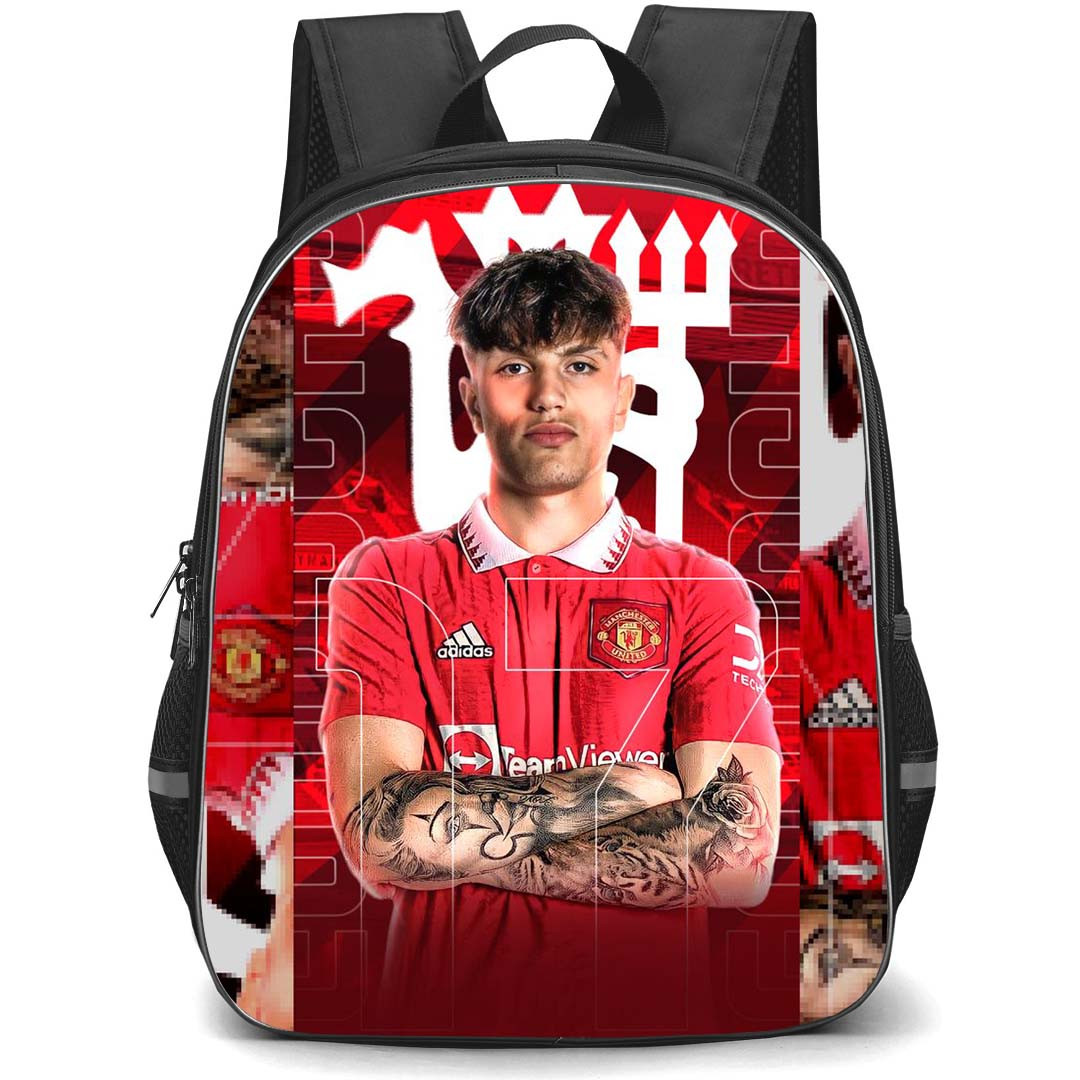 Alejandro Garnacho School Backpack StudentPack - Alejandro Garnacho 17 Manchester United Portrait On Red Graphic Art
