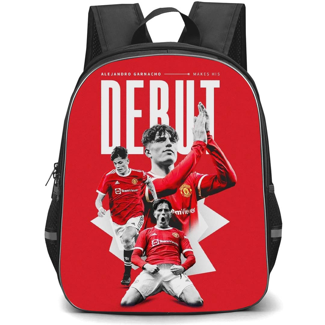 Alejandro Garnacho Backpack StudentPack - Alejandro Garnacho Manchester United Celebration On Red Background