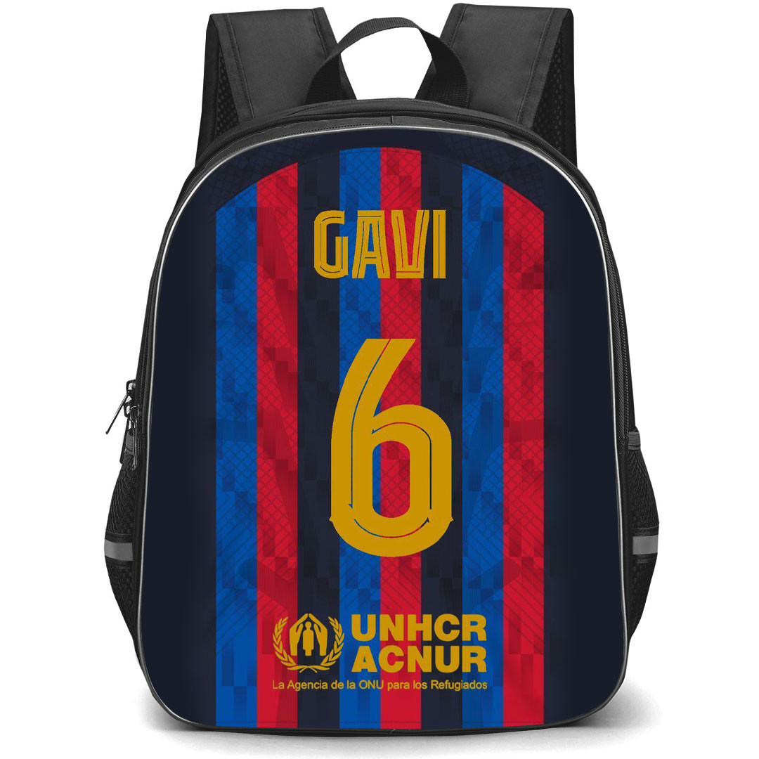 Gavi Backpack StudentPack - Gavi FC Barcelona No. 6 Jersey Blue Red Stripe