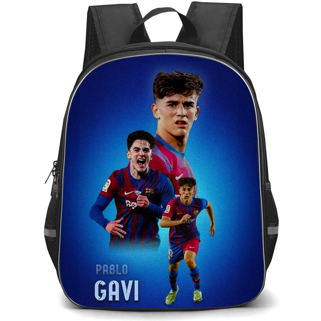 Pablo Gavi Backpack StudentPack - Pablo Gavi FC Barcelona Blue Graphic Poster