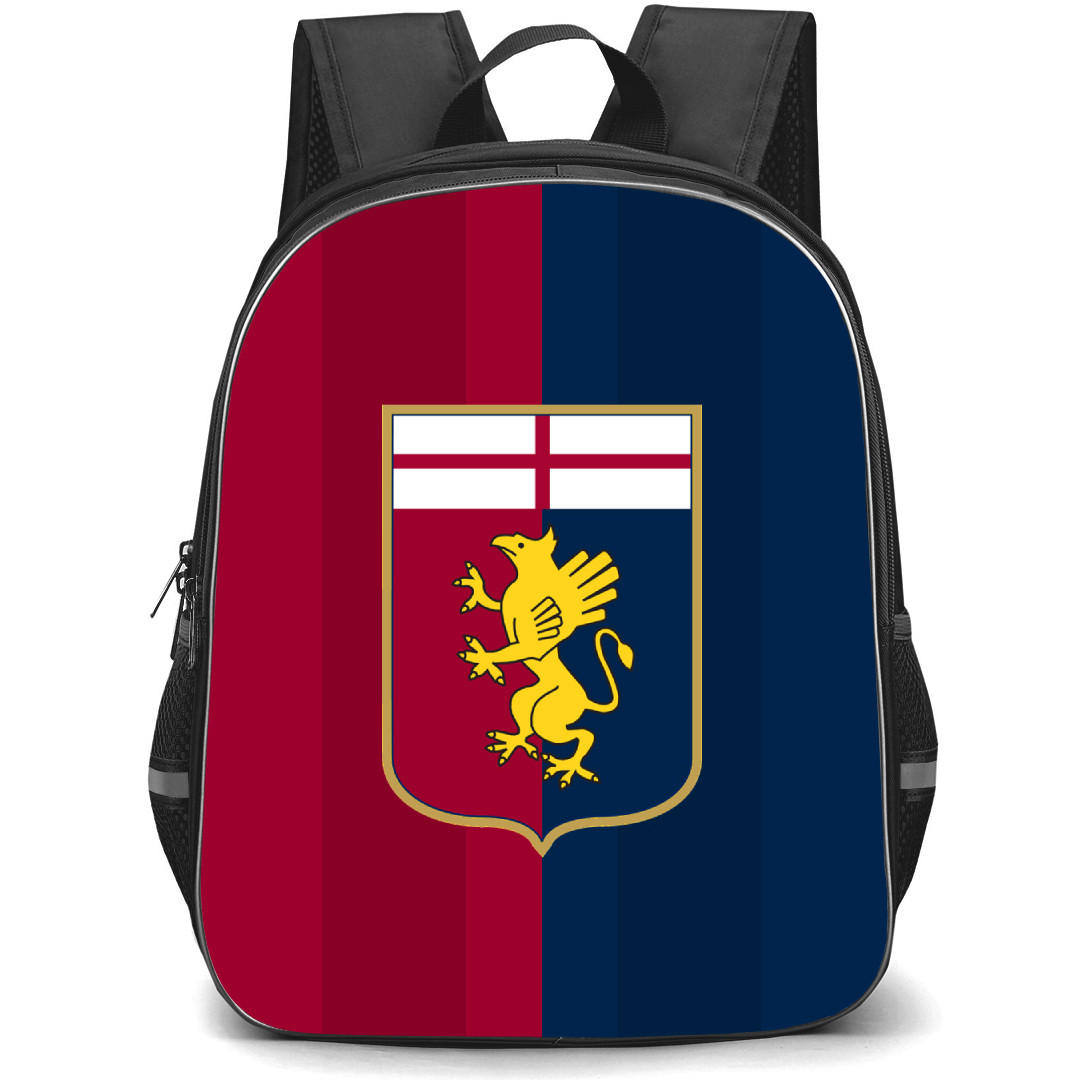 Genoa Cricket and Football Club Backpack School Bag StudentPack - Logo In Red And Blue Stripe Background