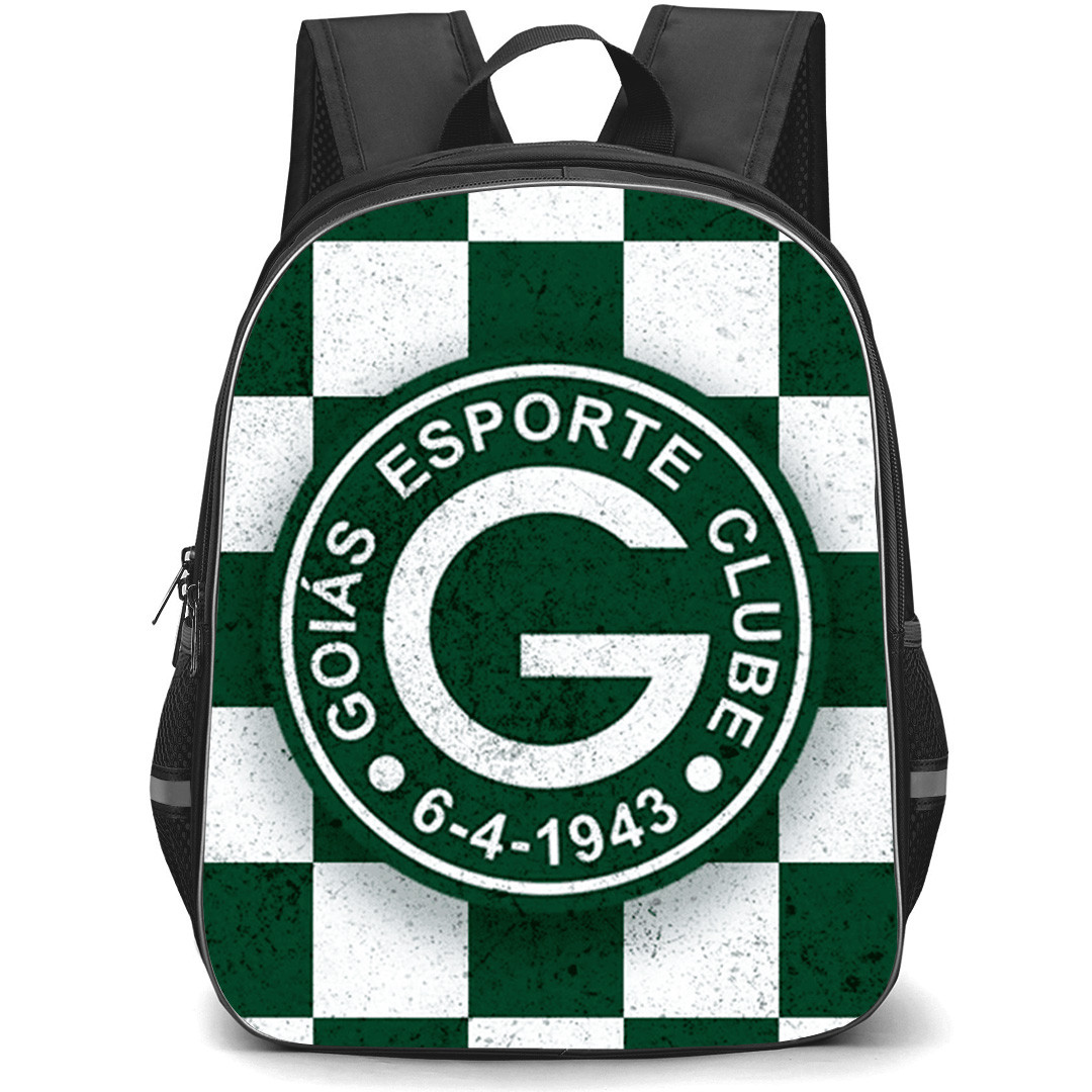 Goias Esporte Clube Backpack School Bag StudentPack - Goias Esporte Clube with Logo Checker Pattern Green and White Effect