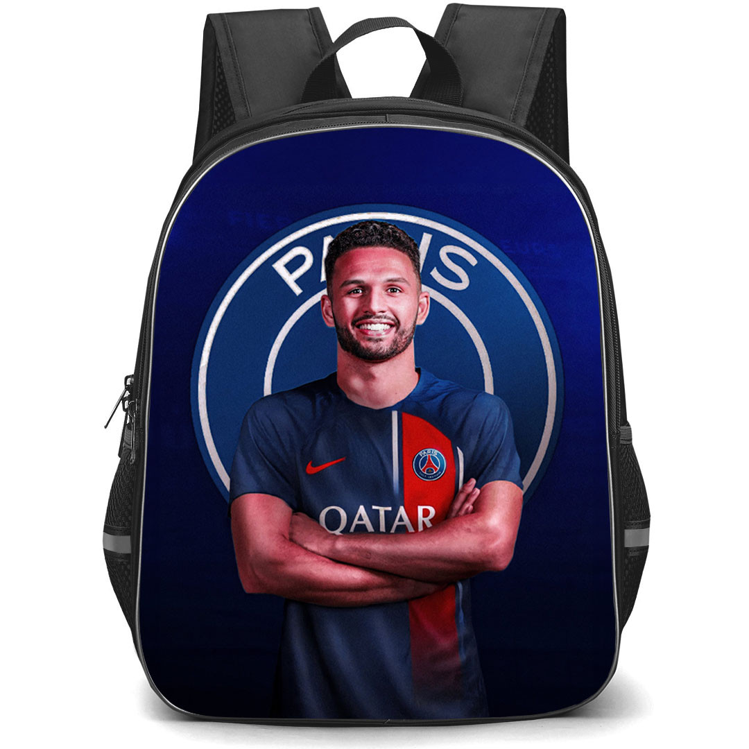 Goncalo Ramos Backpack StudentPack - Goncalo Ramos Standing On Paris Saint-Germain F.C. Logo Blue Background