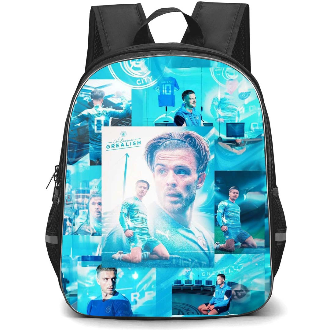 Jack Grealish Backpack StudentPack - Jack Grealish Manchester City F.C. Portraits On SkyBlue Background