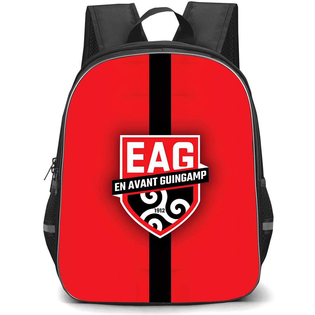 EA Guingamp Backpack School Bag StudentPack - Logo In Black And Red Line Background Football Club