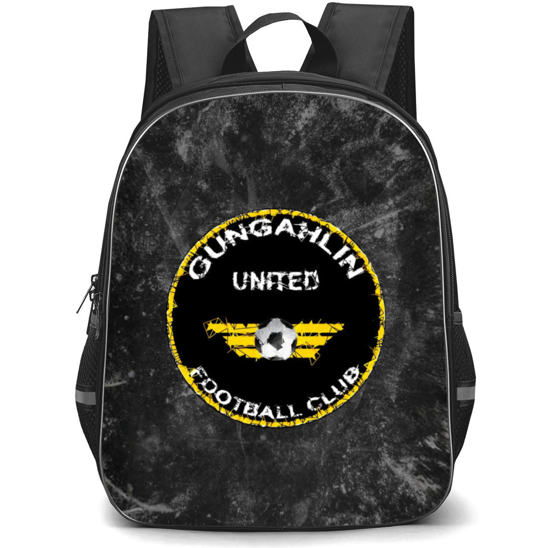 Gungahlin United Football Club Backpack School Bag StudentPack - Logo In Grunge Black Background