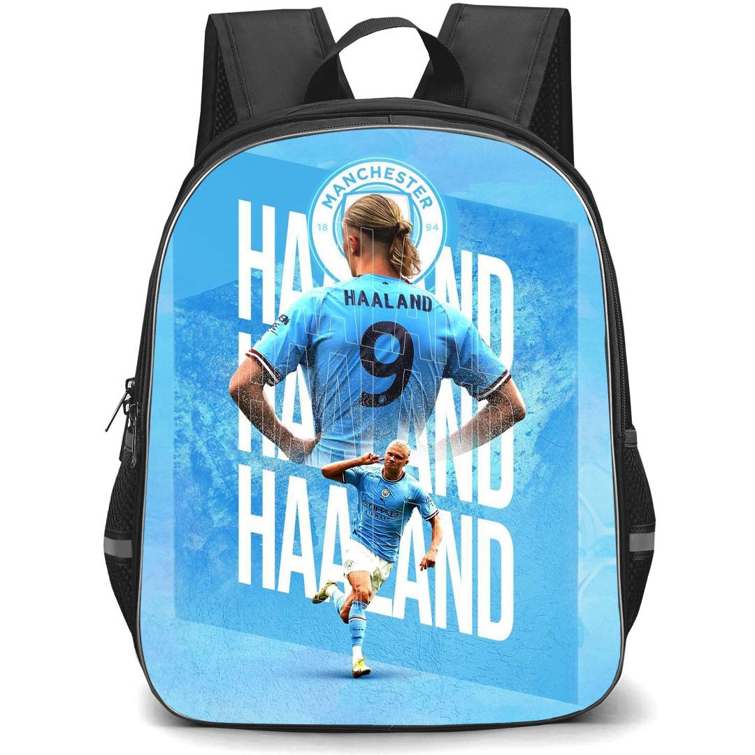Erling Haaland Backpack StudentPack - Erling Haaland 9 Manchester City F.C. Standing Back Poster Art