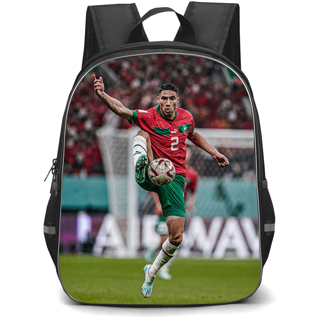 Achraf Hakimi Backpack School Bag StudentPack - Achraf Hakimi Jersey Number 2 Morocco National Team Action Shot Poster