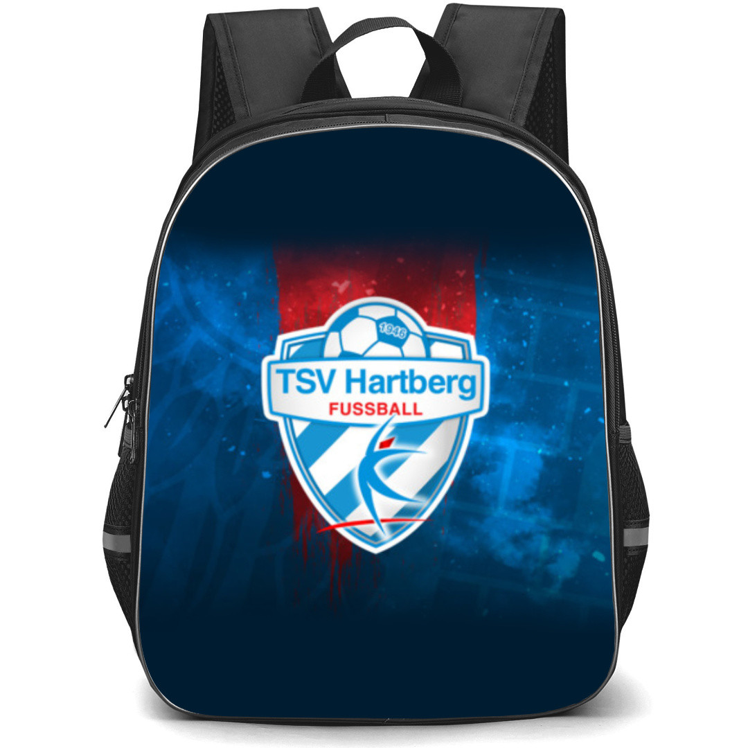 TSV Hartberg Backpack School Bag StudentPack - Logo In Blue And Red Grunge Background