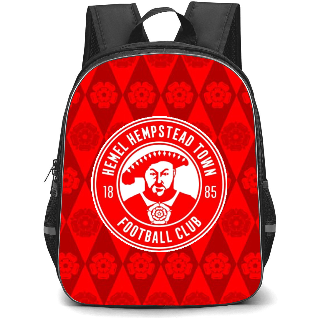 National League South Hemel Hempstead Backpack School Bag StudentPack - Large Logo In Clove Pattern Background