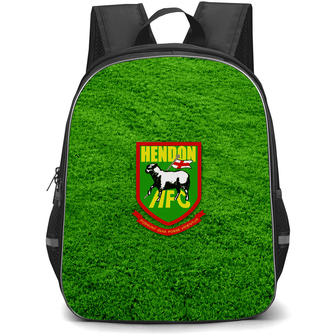 Hendon Football Club Backpack School Bag StudentPack - Hendon HFC Football Club Logo with Grass Background