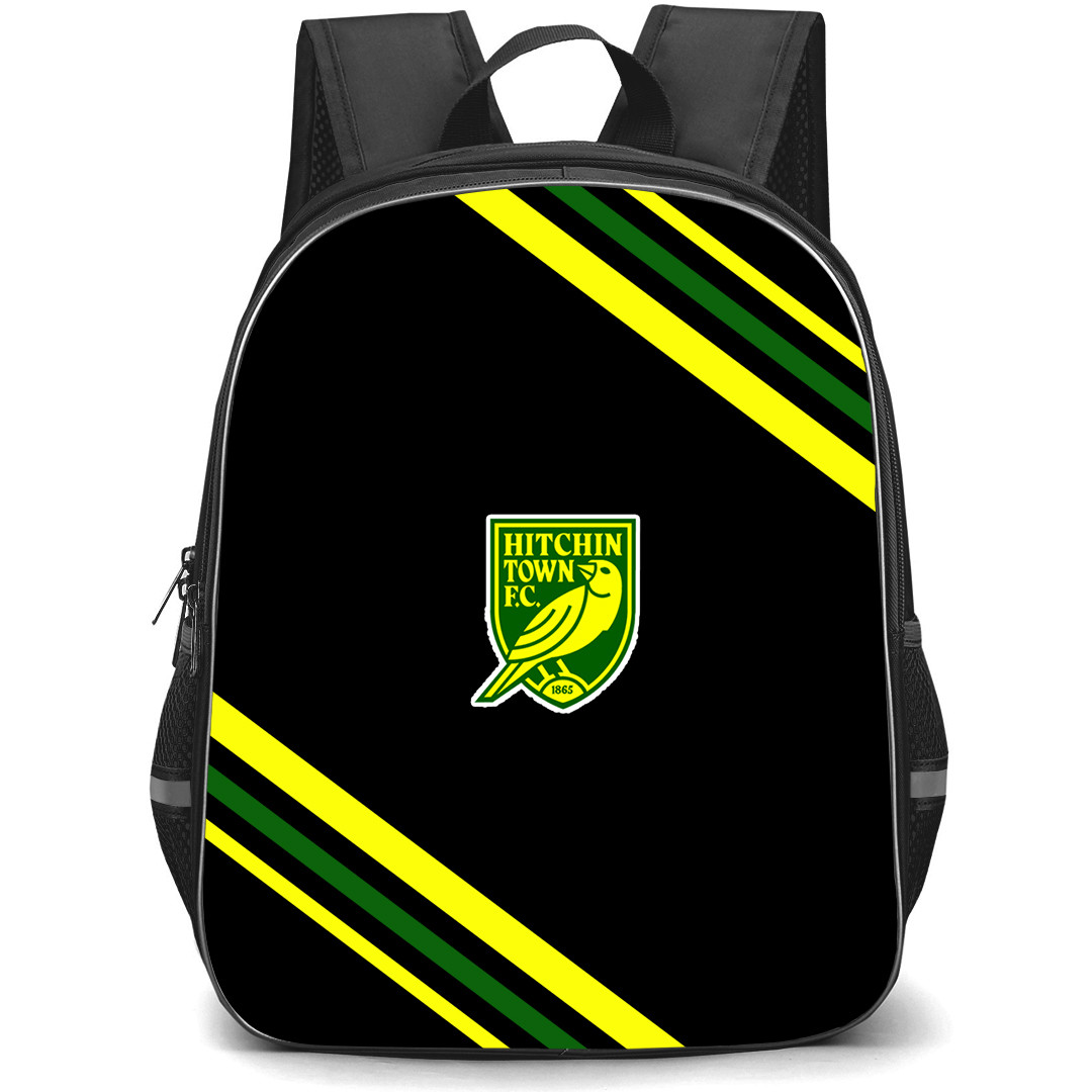 Hitchin Town Football Club Backpack School Bag StudentPack - Hitchin Town Football Club Large Logo With Stripe