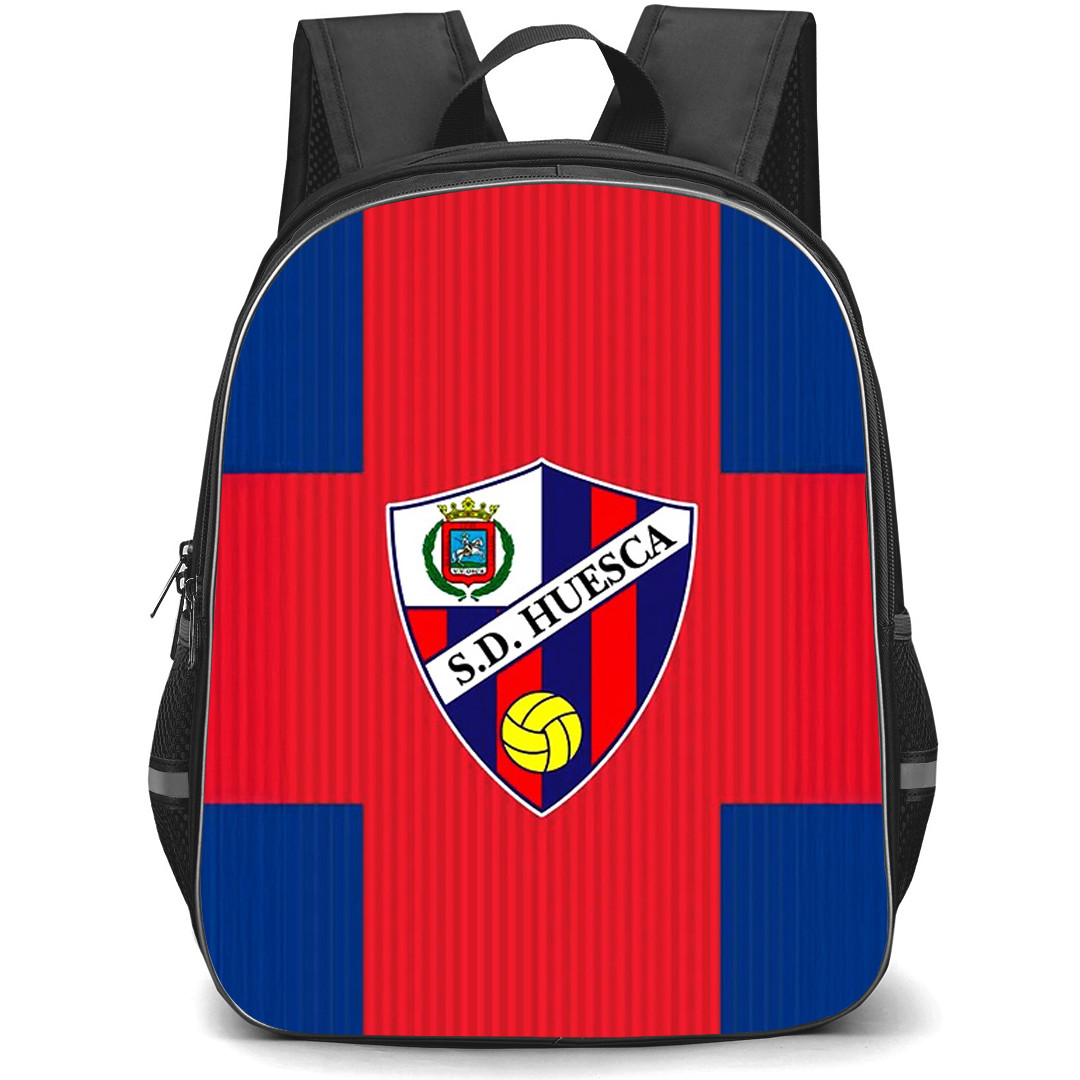 Huesca SD Backpack School Bag StudentPack - Huesca SD Logo On Red Cross Background Football Club