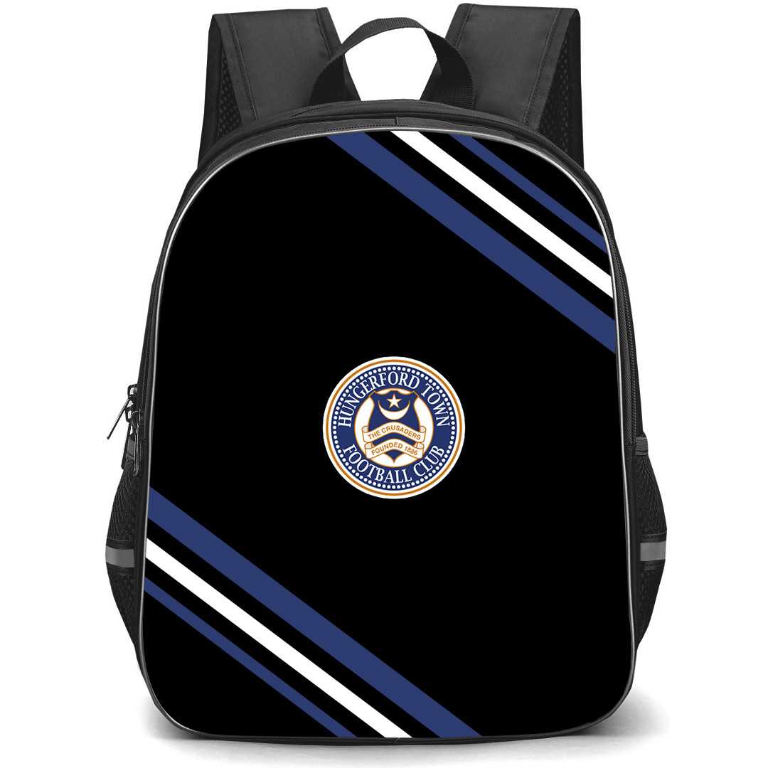 Hungerford Town Football Club Backpack School Bag StudentPack - Hungerford Town Football Club Large Logo With Stripe