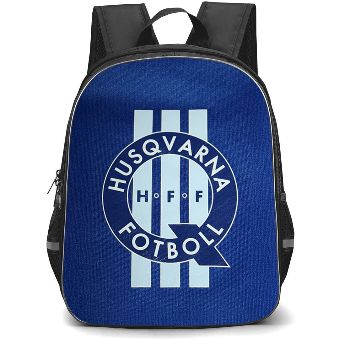 Husqvarna FF Backpack School Bag StudentPack - Husqvarna FF Round Logo On Blue Background Football Club