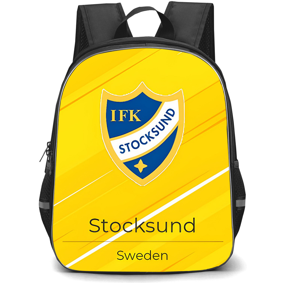 IFK Stocksund Backpack School Bag StudentPack - IFK Stocksund Logo On Yellow Background Football Club