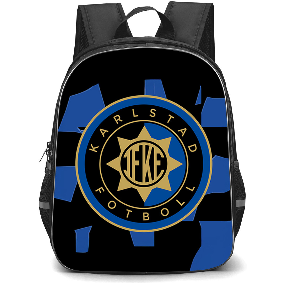IF Karlstad Fotboll Backpack School Bag StudentPack - IF Karlstad Fotboll Logo On Blue Object Black Background Football Club
