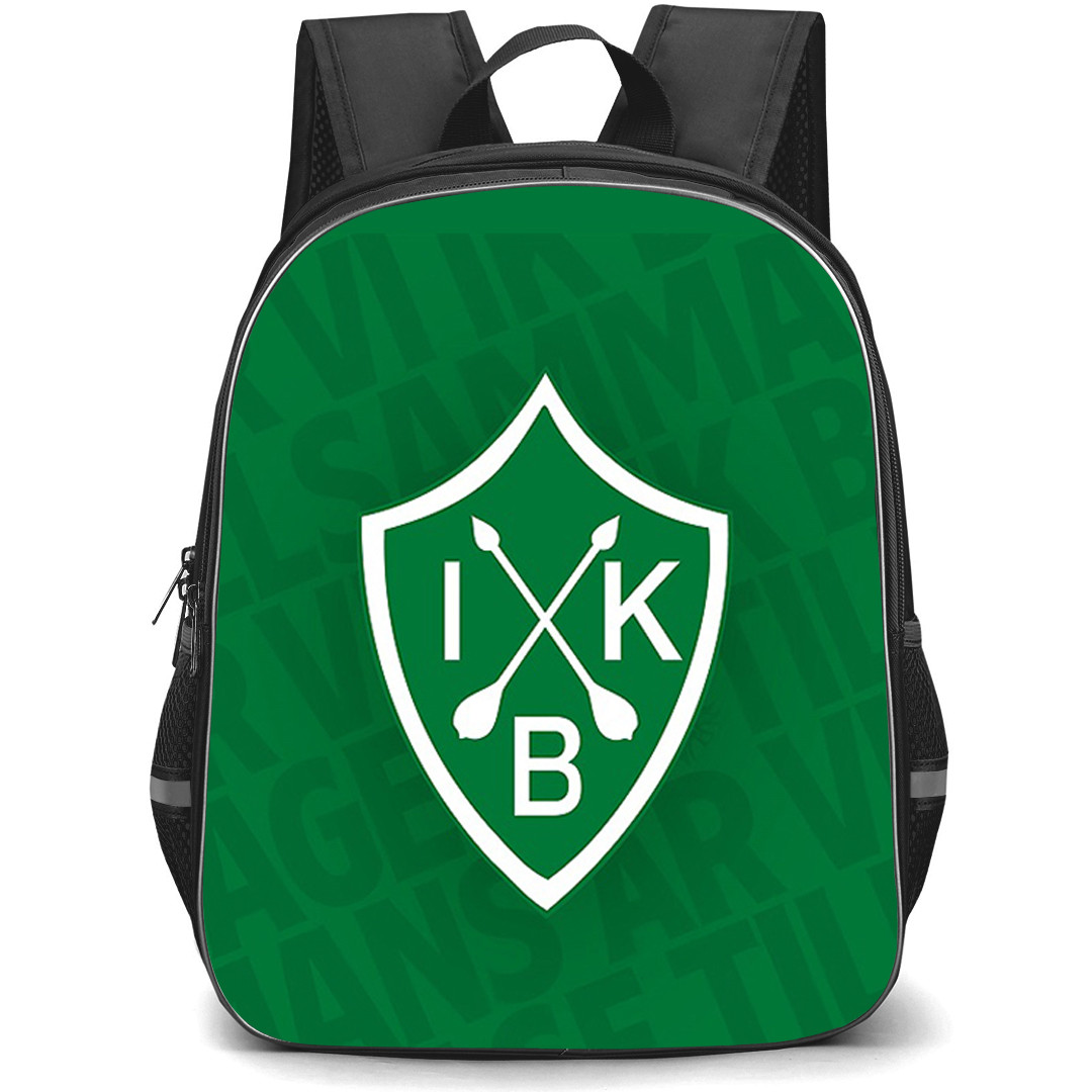 IK Brage Backpack School Bag StudentPack - IK Brage Logo On Green Background Football Club