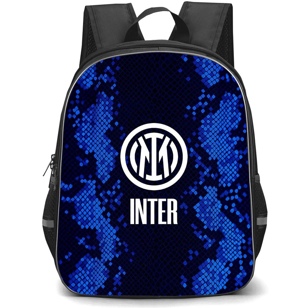 Inter Milan School Backpack StudentPack - Inter Milan Logo On Blue Snake Skin Background