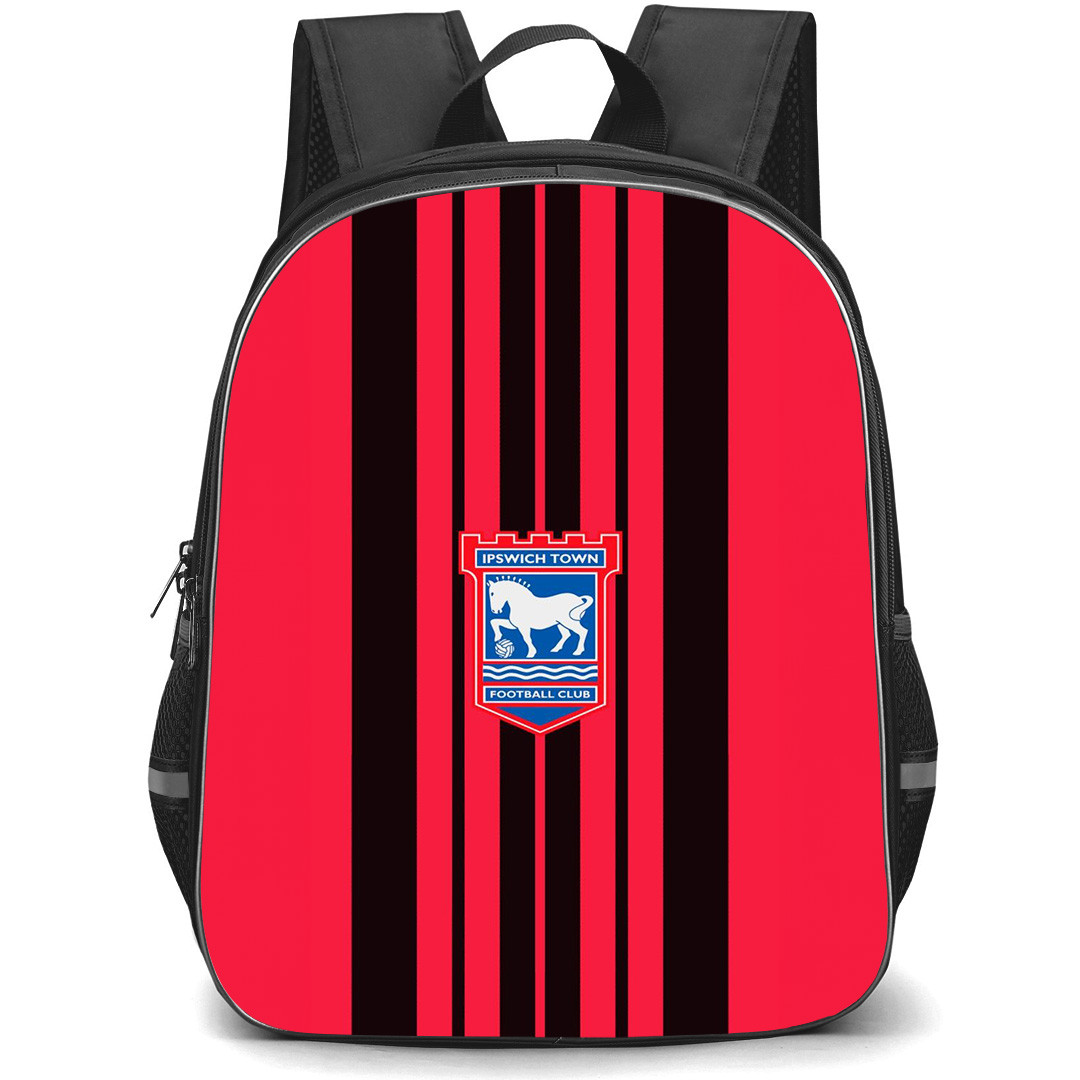 Ipswich Town F.C. School Backpack StudentPack - Ipswich Town F.C. Logo On Black Red Strip Background