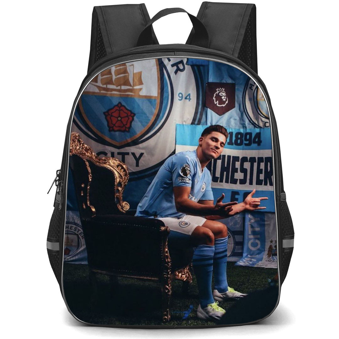 Julian Alvarez School Backpack StudentPack - Julian Alvarez Manchester City F.C. Sitting On Throne PIcture