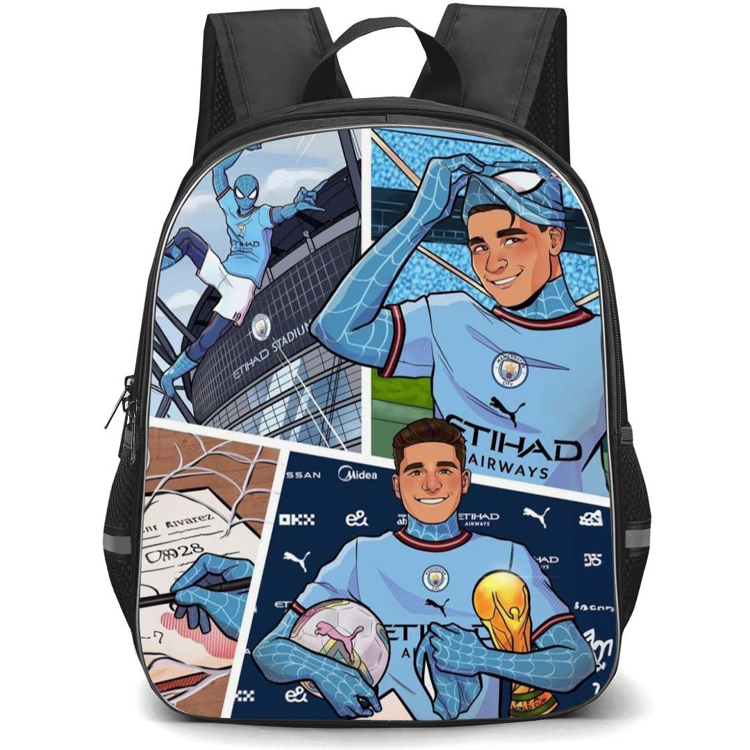 Julian Alvarez School Backpack StudentPack - Julian Alvarez Manchester City F.C The Story Continues Illustration Art