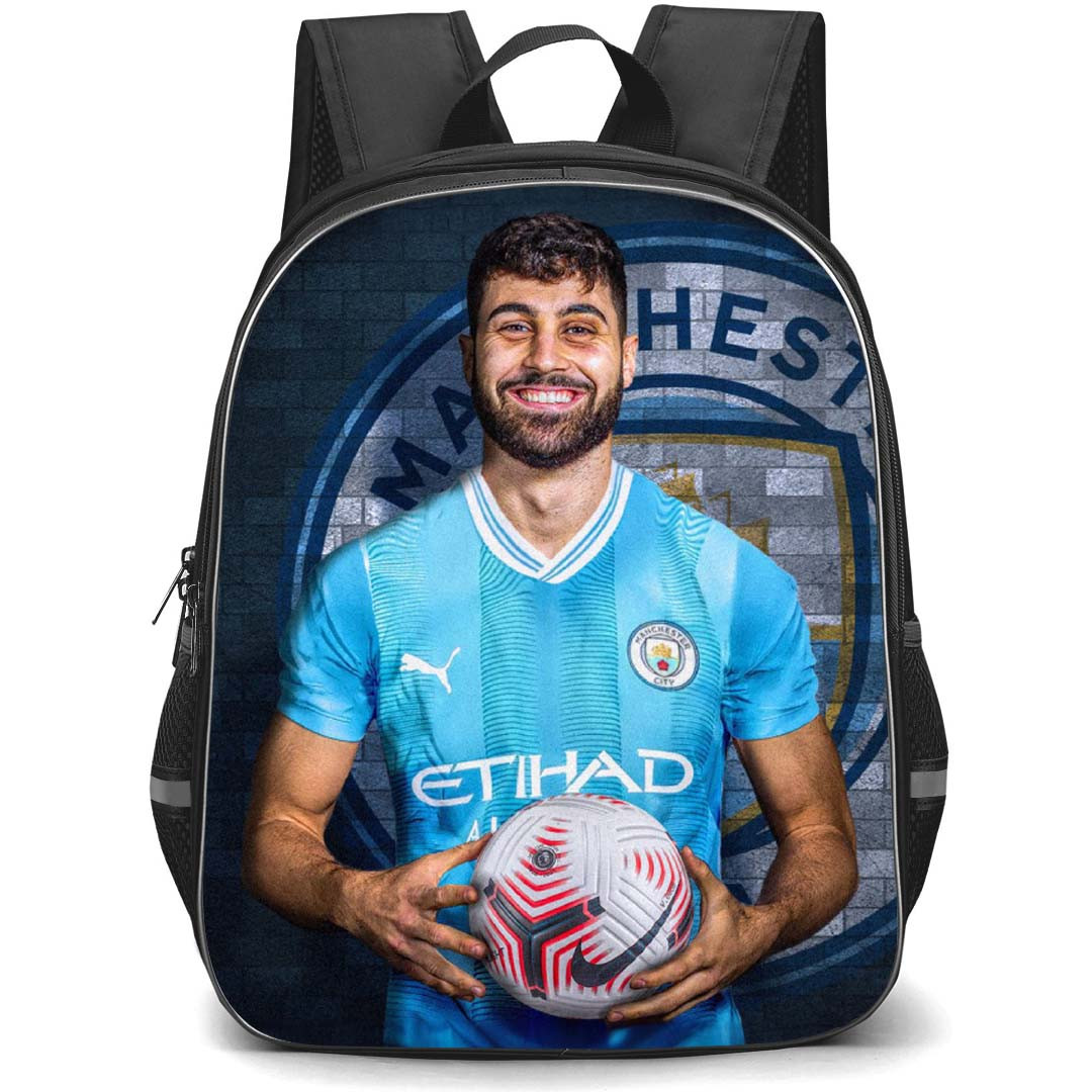 Josko Gvardiol Backpack StudentPack - Josko Gvardiol Manchester City F.C. Standing And Holding Ball
