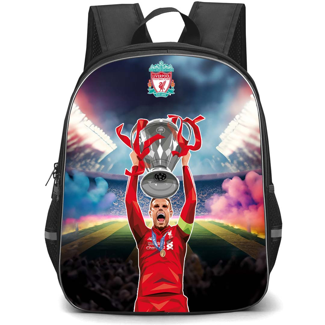 Jordan Henderson Backpack StudentPack - Jordan Henderson Liverpool F.C. Holding the Champions Trophy Illustration