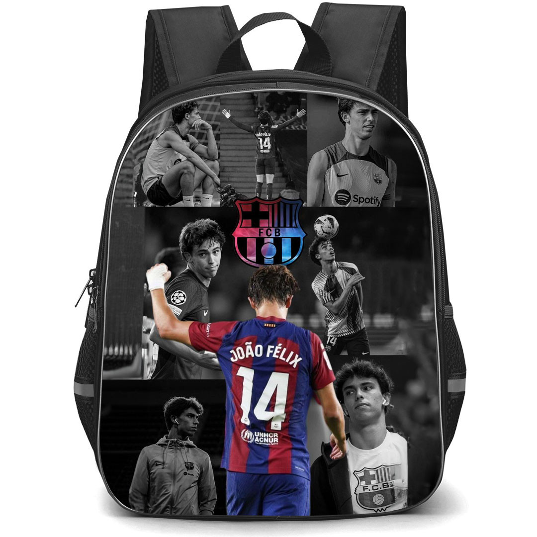 Joao Felix School Backpack StudentPack - Joao Felix 14 FC Barcelona Standing Back On Grayscale Picture
