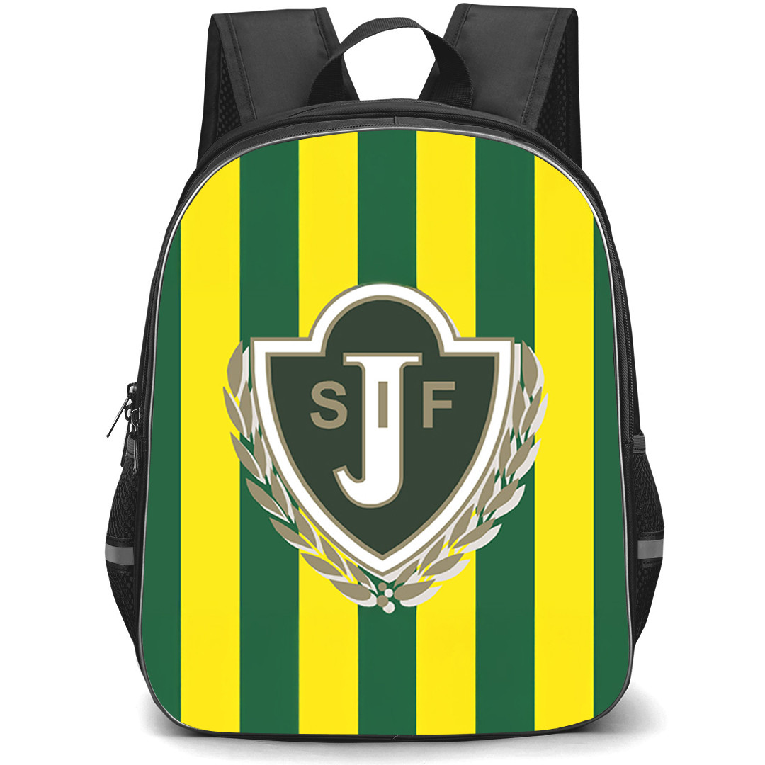 Jonkopings Sodra IF Backpack School Bag StudentPack - Jonkopings Sodra IF Logo On Yellow Green Stripe Background Football Club