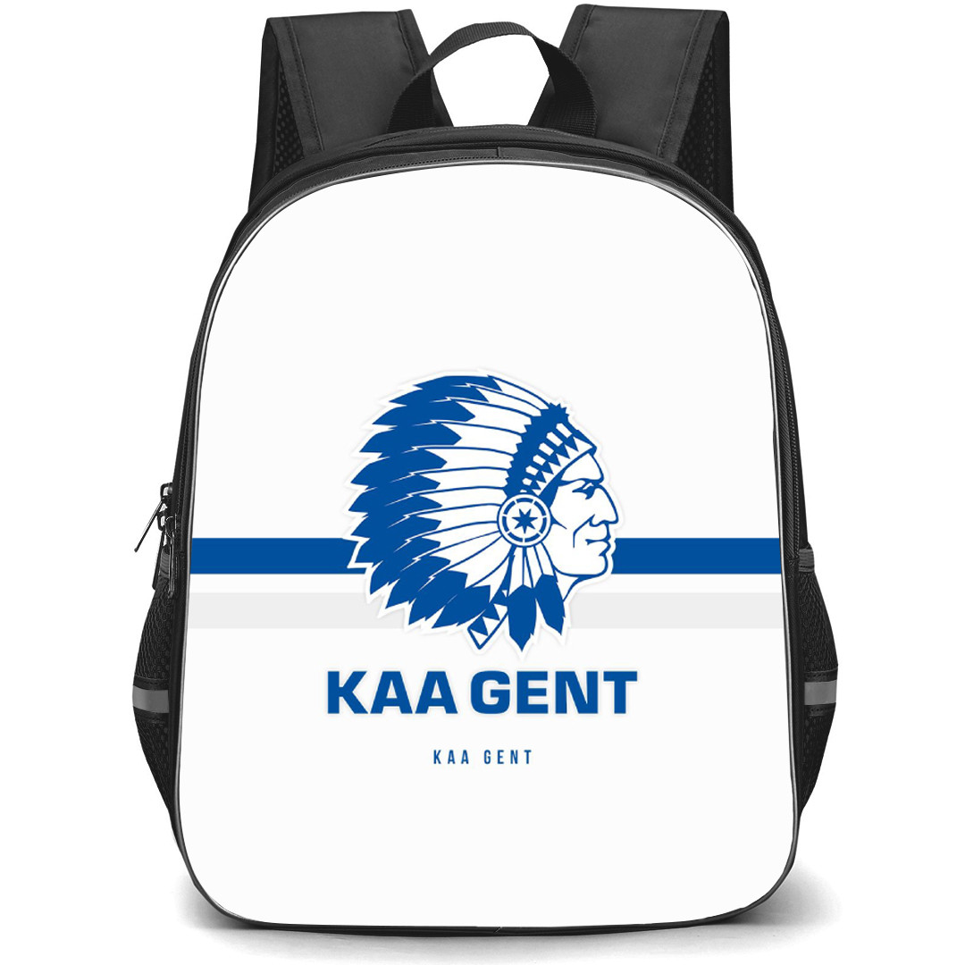 Jong KAA Gent Backpack School Bag StudentPack - Large Logo In Blue And Gray Stripe Background Football Club