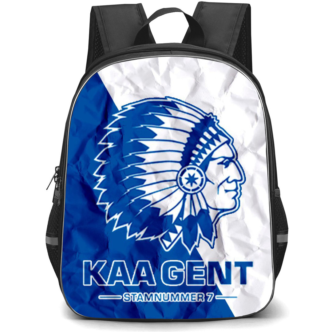 Jong KAA Gent Backpack School Bag StudentPack - Large Logo In Blue And White Paper Background Football Club