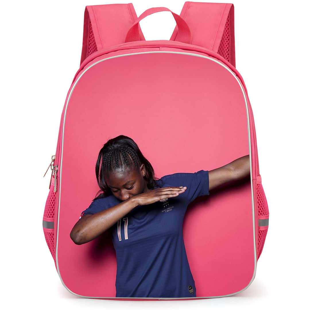 Kadidiatou Diani Backpack StudentPack - Kadidiatou Diani France Women's National Football Dabbing On Pink Background